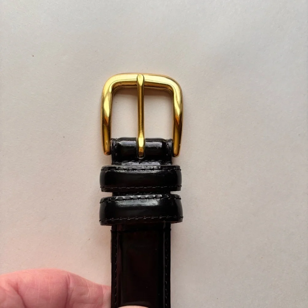 Liberty of London Men’s Leather Belt in Black, 42-105, Burnished Cowhide